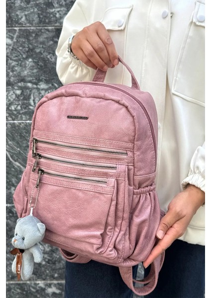 Kadın Büyük Boy Yıkamalı Ithal Deri Lüks Sırt Çantası indirimleri