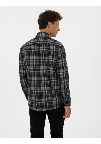 Erkek Siyah Regular Fit Uzun Kollu Gömlek 50316748-VR046 indirimleri
