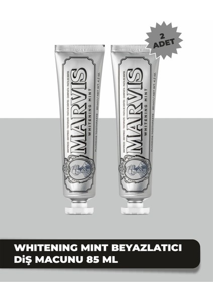 Whitening Beyazlatıcı Diş Macunu - Güçlü Temizlik ve Plak Önleyici Etki 85 ml x2 Nane Aromasıyla (2 Adet) modelleri