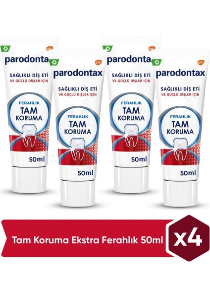 Diş Macunu Tam Koruma Ekstra Ferahlık Nane Aromalı 4x50 ml İngiltere Menşeli