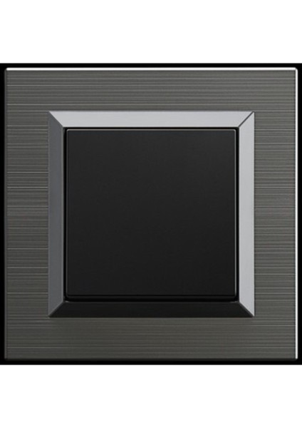 Quantum Menyetik Gri Çerçeve + Metalik Siyah Anahtar Set