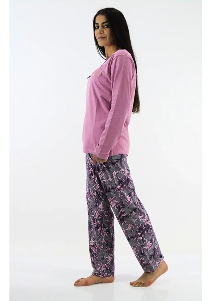 Çiçek Desenli İnterlok Pijama Takımı fırsatları
