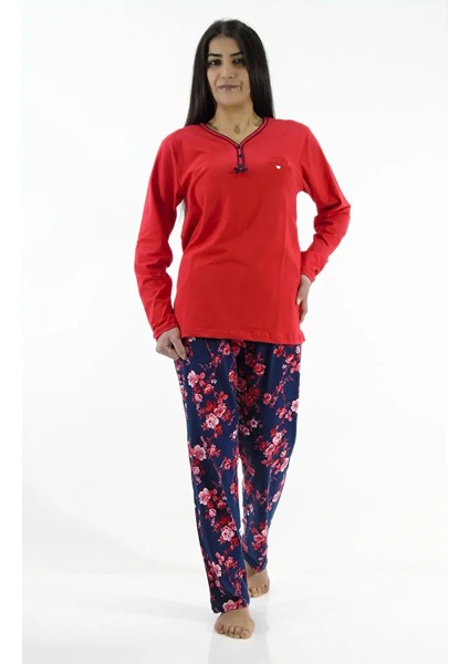 Çiçek Desenli İnterlok Pijama Takımı