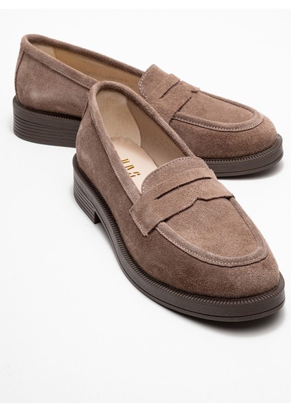 Pline Vizon Süet Hakiki Deri Kadın Loafer Ayakkabı