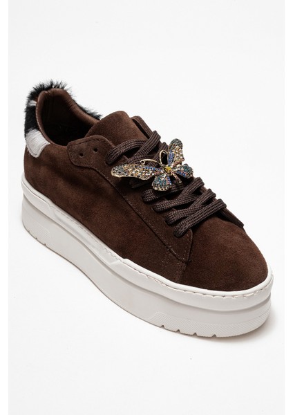 Anda Kahverengi Süet Hakiki Deri Tokalı Kadın Günlük Spor Ayakkabı modelleri