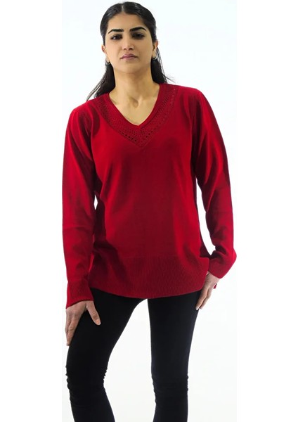 Yaka Ve Sırt Detaylı Triko Kazak