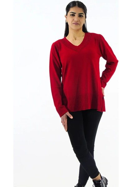 Yaka Ve Sırt Detaylı Triko Kazak modelleri