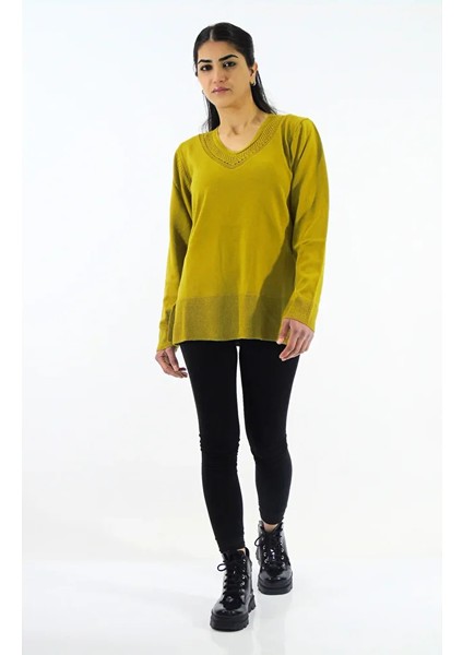 Yaka Ve Sırt Detaylı Triko Kazak fiyatları