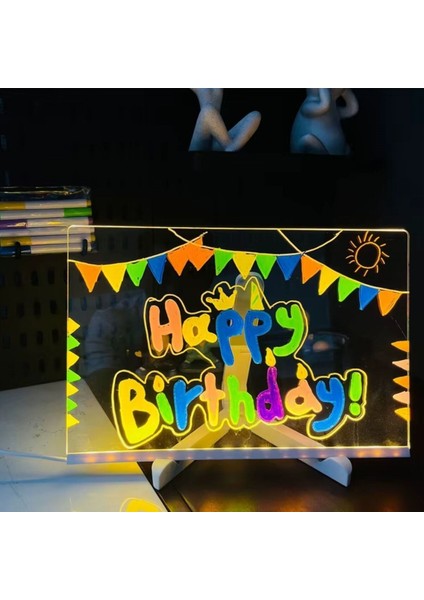 Buffer® LED Işıklı Kendiliğinden Renkli Fosforlu Kalemli Dikdörtgen Yazı Panosu 20X30 cm fiyatları