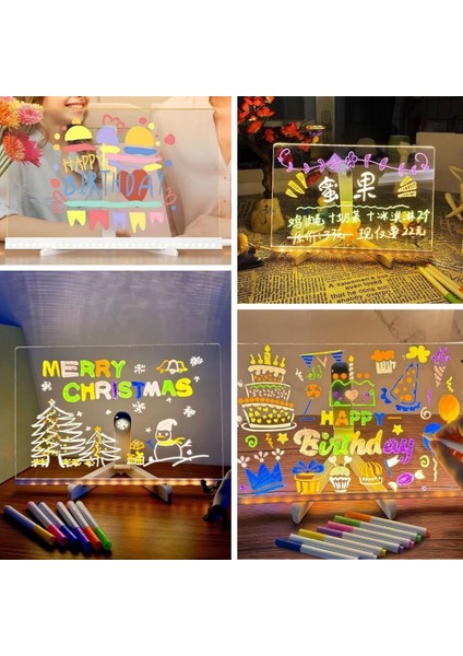 Buffer® LED Işıklı Kendiliğinden Renkli Fosforlu Kalemli Dikdörtgen Yazı Panosu 20X30 cm modelleri