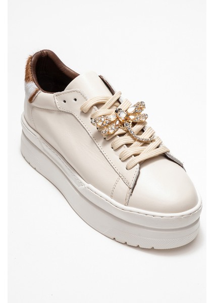 Laren Ekru Cilt Hakiki Deri Tokalı Kadın Günlük Spor Ayakkabı modelleri