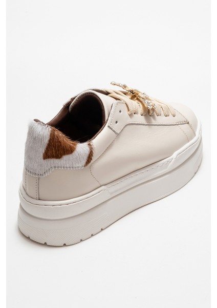 Laren Ekru Cilt Hakiki Deri Tokalı Kadın Günlük Spor Ayakkabı indirimleri