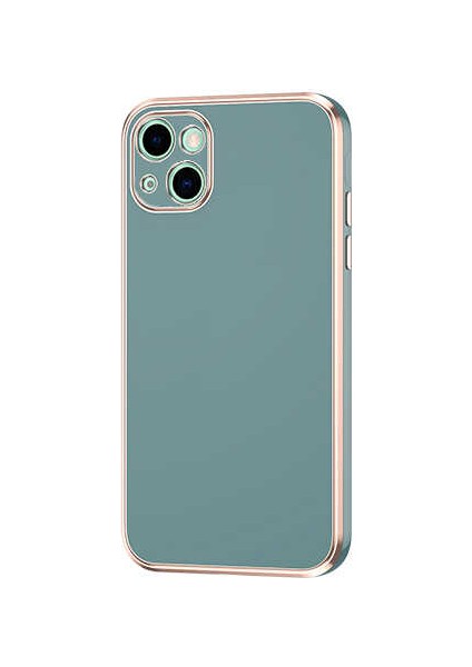Apple iPhone 13 Kılıf Gold Köşeli Renkli Kırılmaz Esnek Silikon Bark Kapak