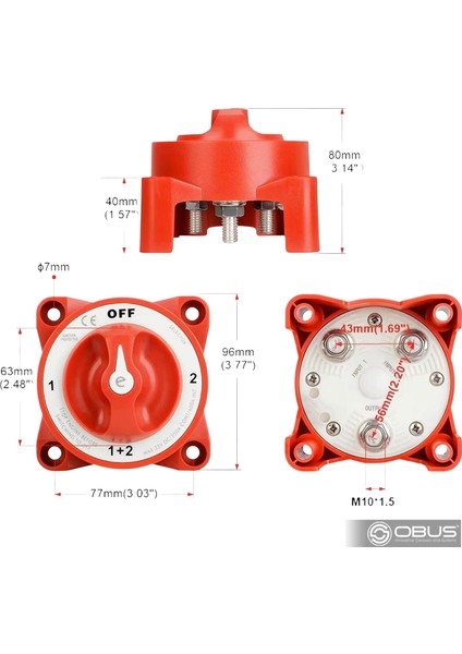 Karavan Akü Şalteri 350A 3p 1+2 Çift Devreli IC-275E-2 fiyatları