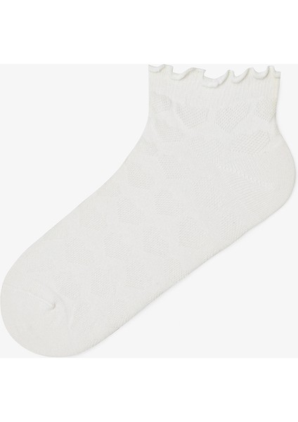 3 Çift Pamuklu Kendinden Kalp Desenli Fırfırlı Patik Çorap fiyatları