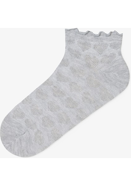 3 Çift Pamuklu Kendinden Kalp Desenli Fırfırlı Patik Çorap modelleri