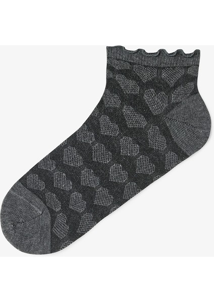 3 Çift Pamuklu Kendinden Kalp Desenli Fırfırlı Patik Çorap fırsatları