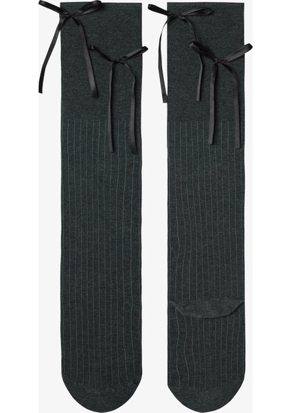 Pamuklu Kurdele Detaylı Pantolon Çorap