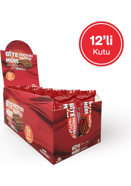 Bite & More Protein Waffle - Vişneli (55g x 12 Adet)