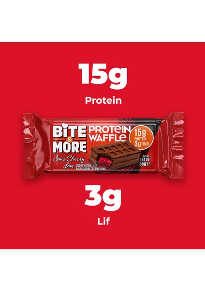 Bite & More Protein Waffle - Vişneli (55g x 12 Adet) fiyatları
