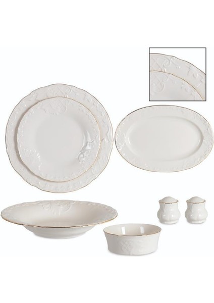 Ipek Cream Yaldızlı 24 Parça Yemek Takımı Ros-28
