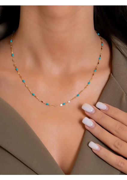 14 Ayar Altın Turkuaz Mineli Kolye fiyatları