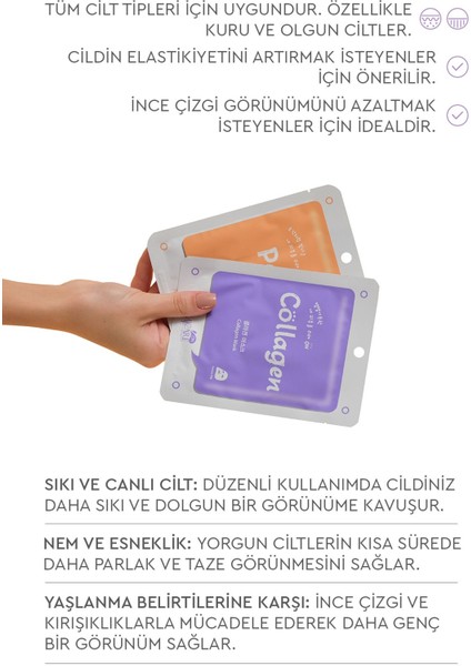 Kolajen İçeren Kağıt Yüz Maskesi 8 ml Sıkılaştırıcı Nemlendirici Tüm Cilt Tipleri İçin Tek Kullanımlık fırsatları