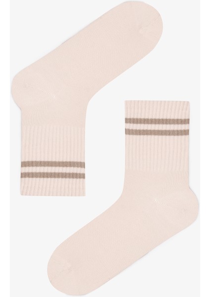 3 Çift Pamuklu Çizgili Ribli Soket Çorap modelleri