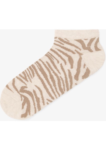 3 Çift Pamuklu Zebra Desenli Patik Çorap modelleri