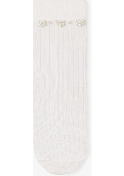 Pamuklu İnci Detaylı Soket Çorap