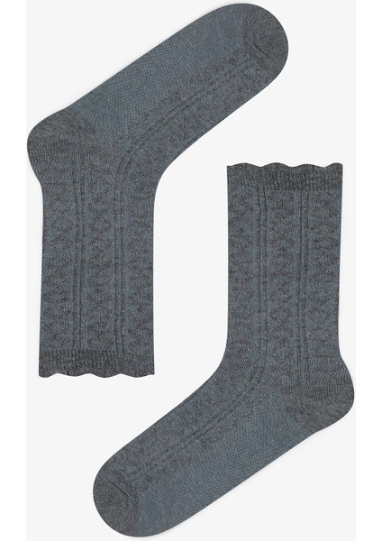 5 Çift Pamuklu Jakar Desenli Soket Çorap