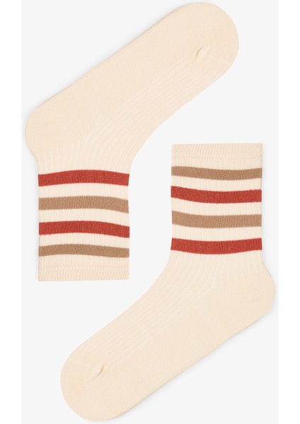 5 Çift Pamuklu Çizgili Soket Çorap fırsatları