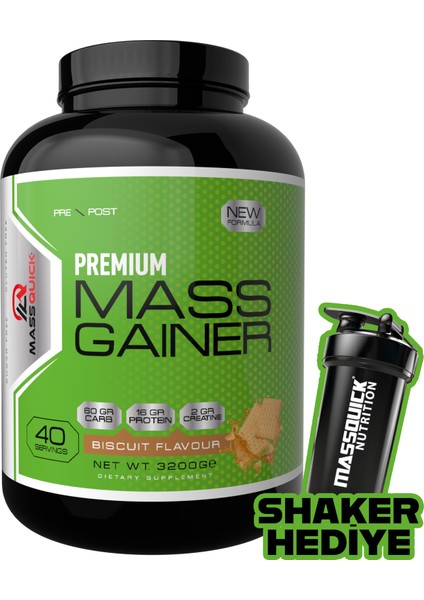 Mass Gainer Bisküvi Aromalı Karbonhidrat Tozu 3200GR 40 Servis