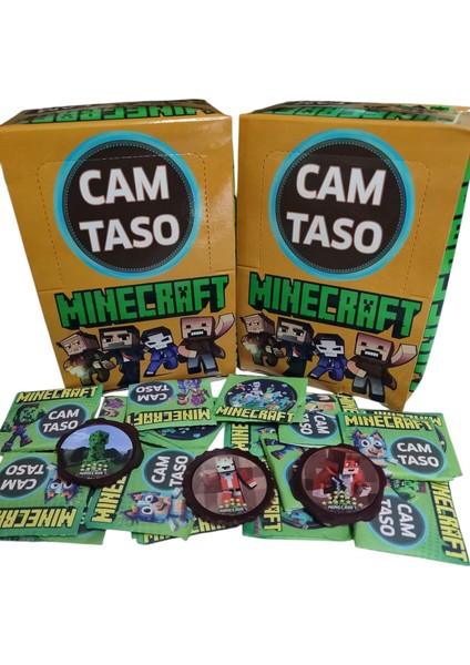 Minecraft Cam Taso 20 Adet Koleksiyon Tasoları Hediyeli Paket Mini Sürpriz Oyuncak ile Gönderim