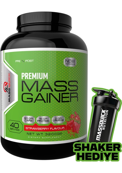 Mass Gainer Çilek Aromalı Karbonhidrat Tozu 3200GR 40 Servis