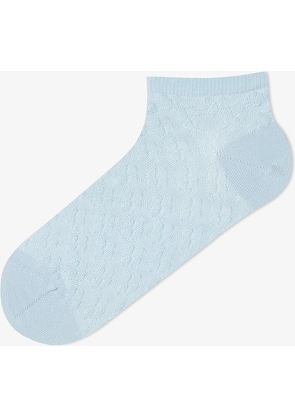 5 Çift Pamuklu Kendinden Desenli Patik Çorap