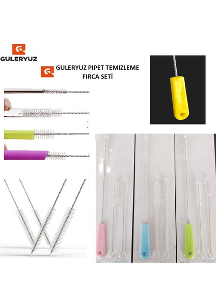 Paslanmaz Çelik ve Esnek Fırça Temizlik Seti, Okul Suluk Pipet -Matara -Cam Pipet-Plastik Pipet-Bebek Biberon Temizleme ve Diğer Ağızlı Kapaklı Eşya Temizleme Fırça Seti 1 Adet