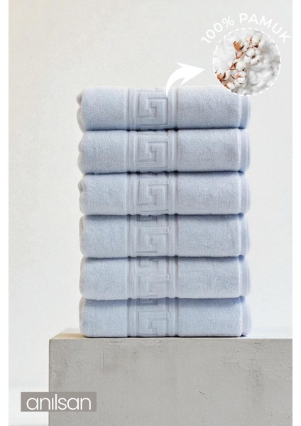 6'lı Mavi Greek El Havlusu - 50 x 90 cm , 225 Gr, Pamuk, Spa ve Otel Havlusu, Günlük Kullanıma Uygun fiyatları
