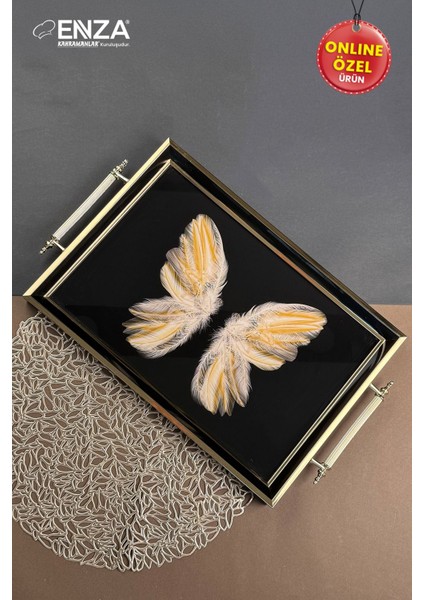 Butterfly Ikili Çay Kahve Kahvaltılık ve Sunum Tepsisi fırsatları