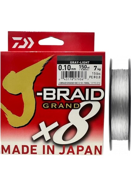 J-Braid Grand 135MT 0.10MM 8x Gray Light Ip Misina