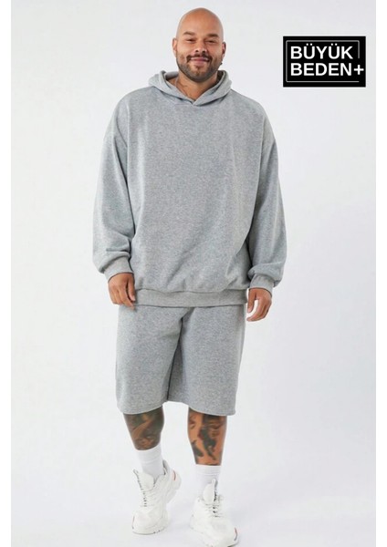 Erkek Büyük Beden Kapşonlu Ince Sweatshirt SPR24BSW57