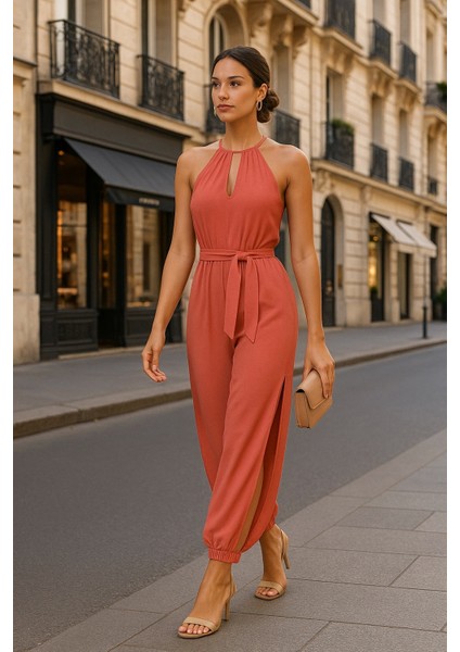 Milena Halter Yaka Yırtmaç Detay Tarçın Elbise indirimleri