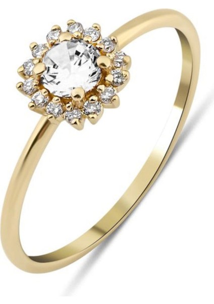 14 Ayar Altın Çiçek Retro Yüzük