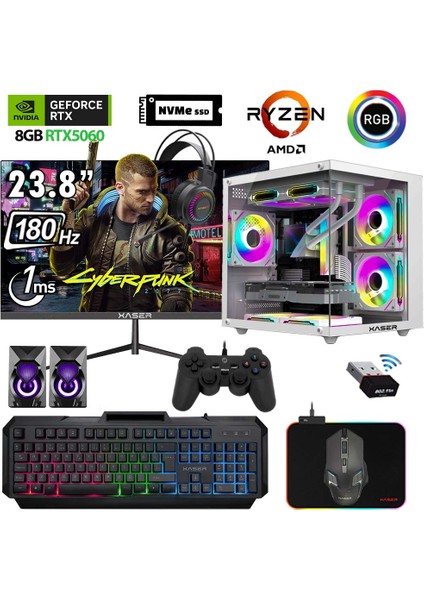 Eco X290 Ryzen 5 5600 16GB Ram 512GB M.2 Nvme SSD 8gb RTX5060 23.8" 180Hz Curved Oyuncu Hazır Sistem