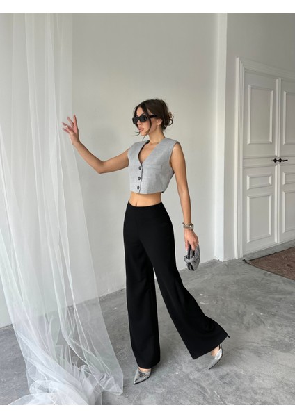 Yandan Fermuarlı Esnek Yüksek Bel Bol Paça Pallazo Pantolon modelleri