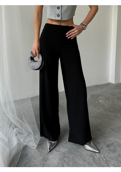 Yandan Fermuarlı Esnek Yüksek Bel Bol Paça Pallazo Pantolon fırsatları