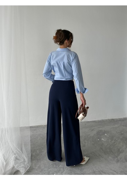 Yandan Fermuarlı Esnek Yüksek Bel Bol Paça Pallazo Pantolon fiyatları