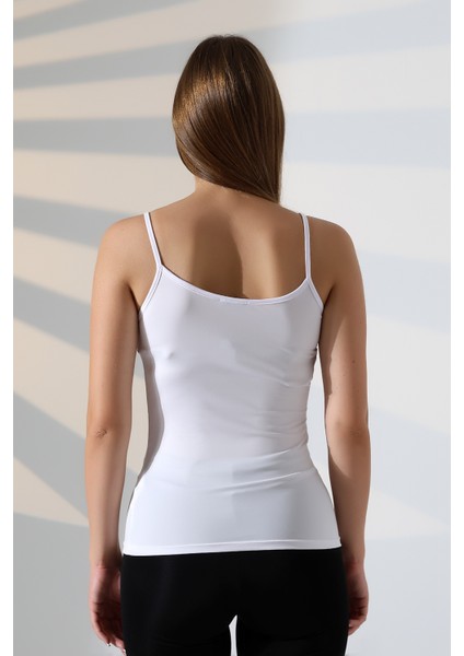 Slim Fit Dar Kesim Ince Askılı U Yaka Yumuşak Dokulu Basic Kadın Body Atlet 22001 Beyaz fırsatları