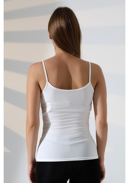 Slim Fit Dar Kesim Ince Askılı U Yaka Yumuşak Dokulu Basic Kadın Body Atlet 22001 Ekru fırsatları