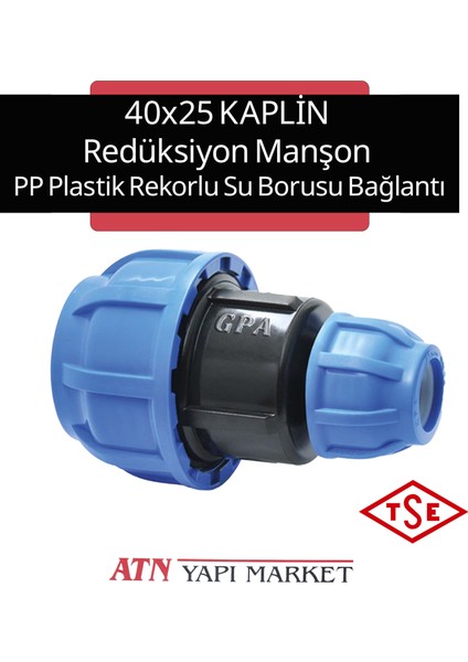 40X25 Kaplin Redüksiyon Manşon – Pp Plastik Rekorlu Su Borusu Bağlantı (Tse Belgeli)